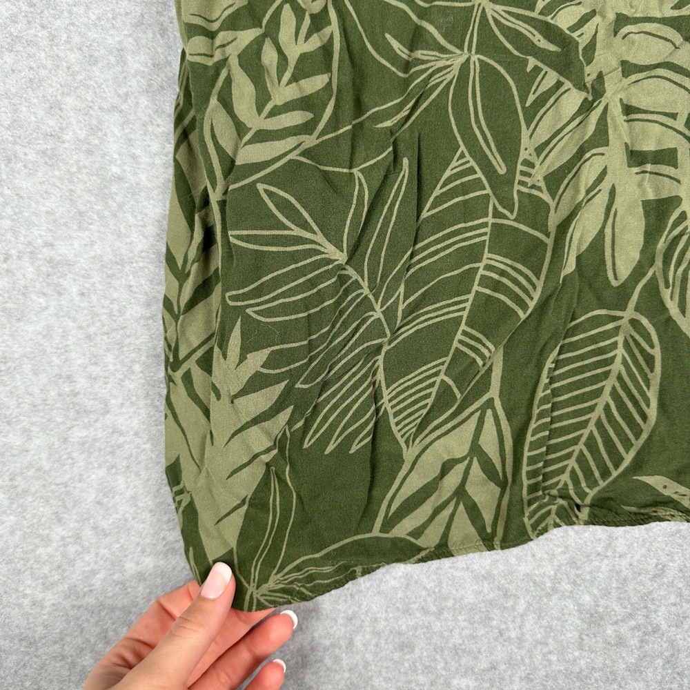 Old Navy Off The Shoulder Blouse Womens XL Green Leaf Tropical Ruffled Sleeve - Picture 2 of 9